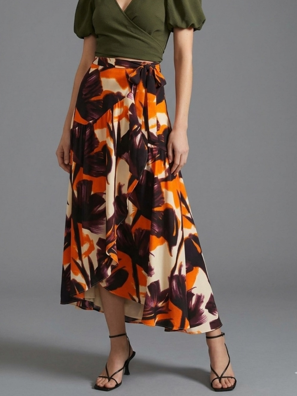 anthropoligie hutch printed maxi skirt wrap Purple Motif size XL